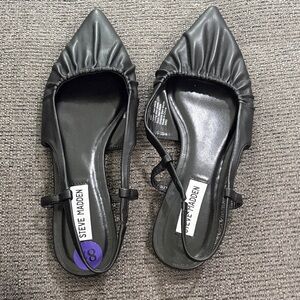 Steve Madden Black Ruched Flats